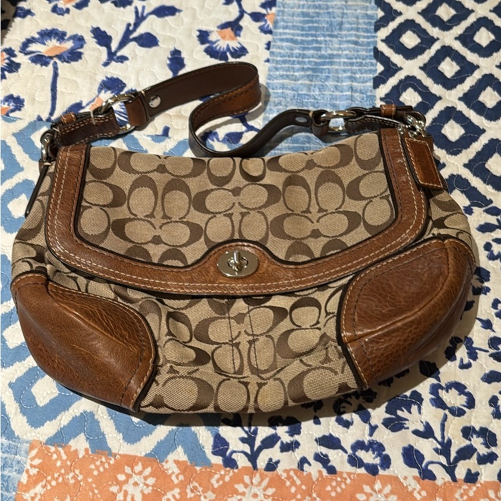 Coach Brown and Tan Hobo Shoulder Bag